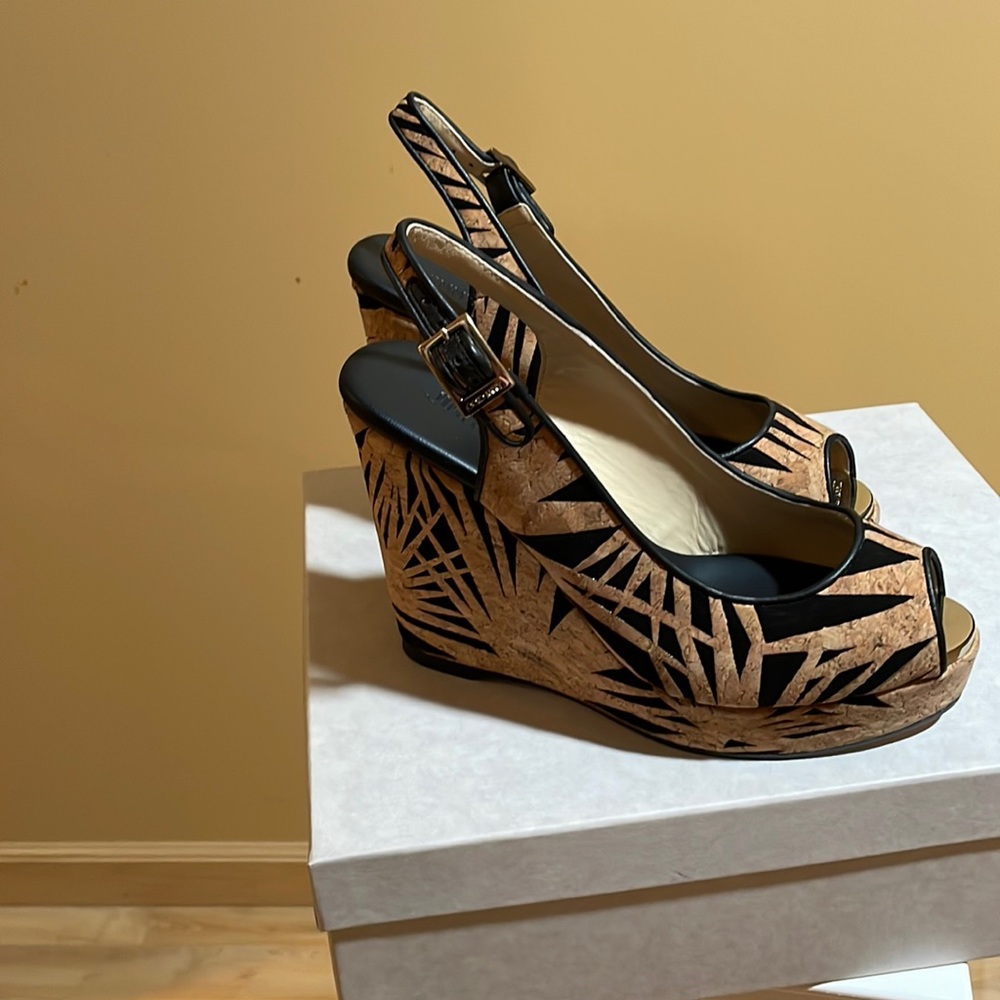 NIB Jimmy Choo Palm Laser Cut Cork on Suede, size 38.5